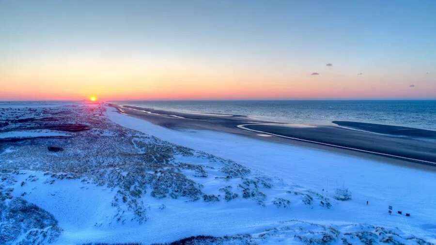 winter sunset over camber sands